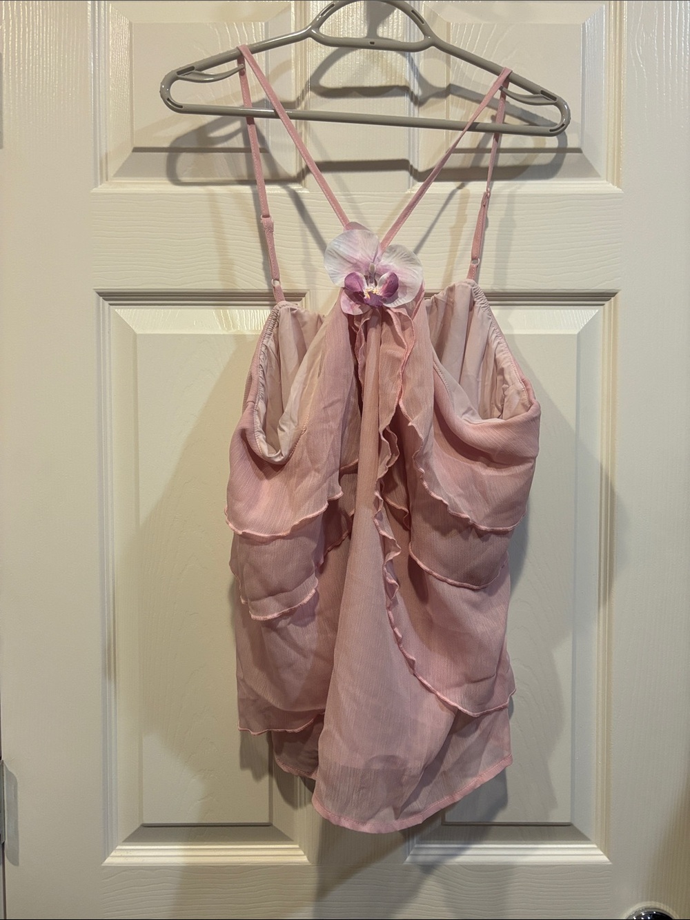 Blush Ruffle Chiffon Cami Top
